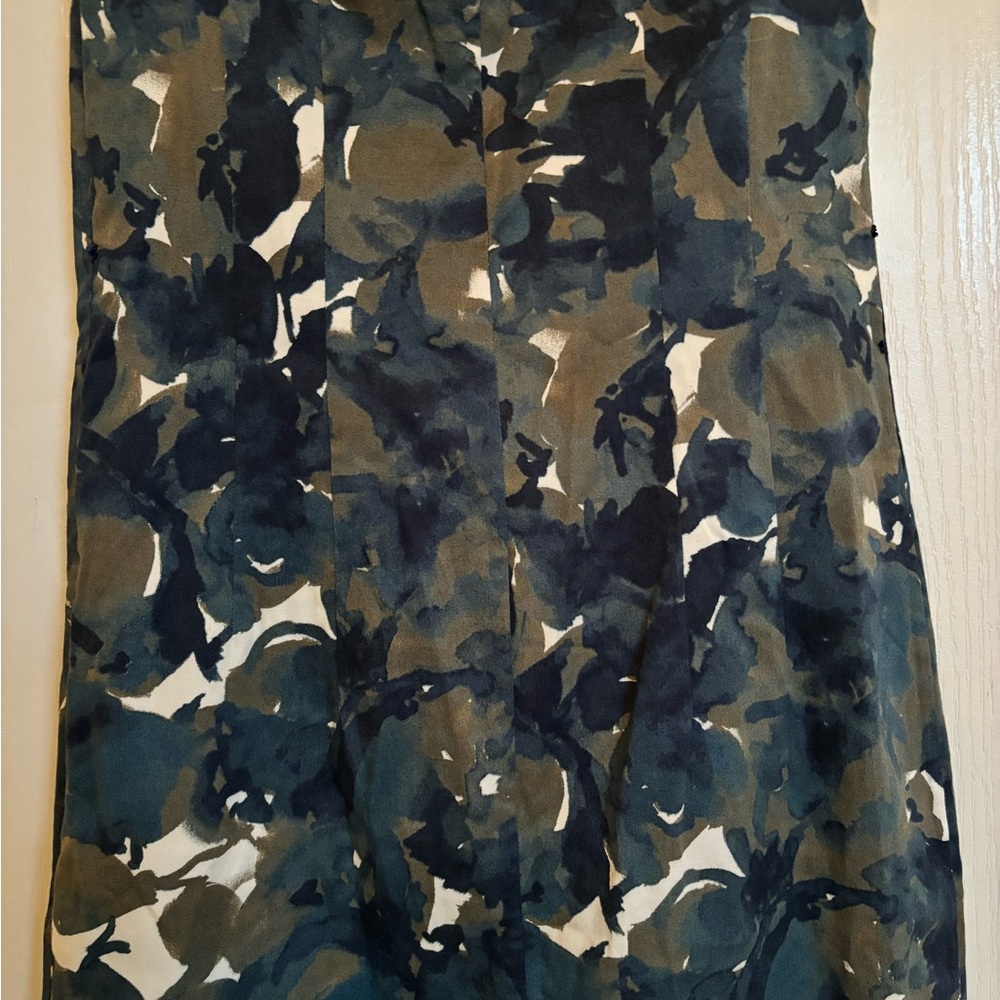 PIAZZA SEMPIONE Sleeveless Navy and Green Floral Leaves Print Dress - Picture 11 of 14